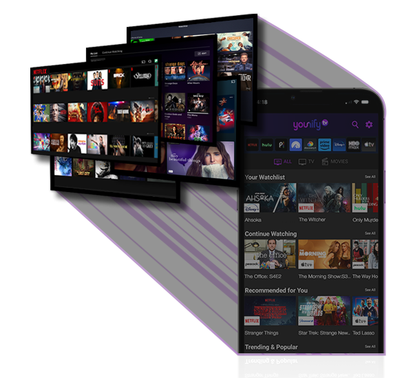 Younify Connect streaming watchlist API -- watch history, recommendations, and ratings dashboard